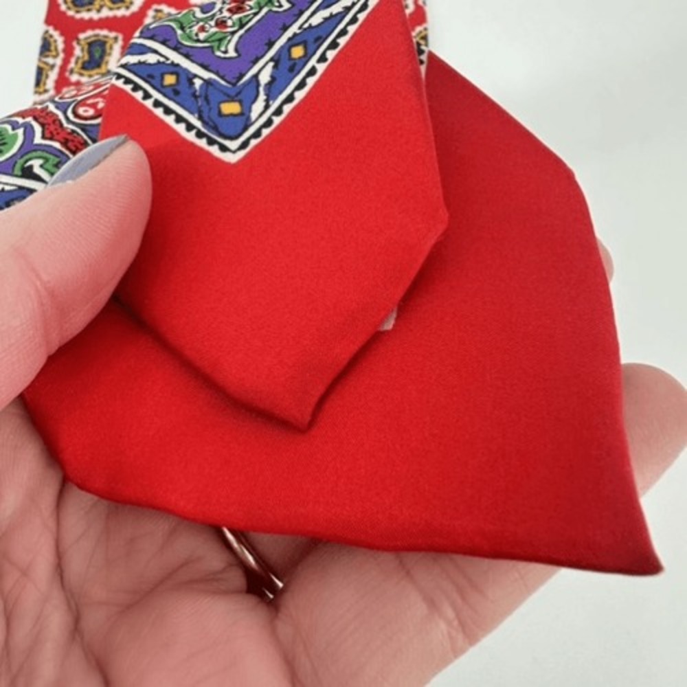 Ralph‎ Lauren Purple Label Tie Mens Red Paisley Silk Made in Italy Luxury Dandy - Picture 8 of 11